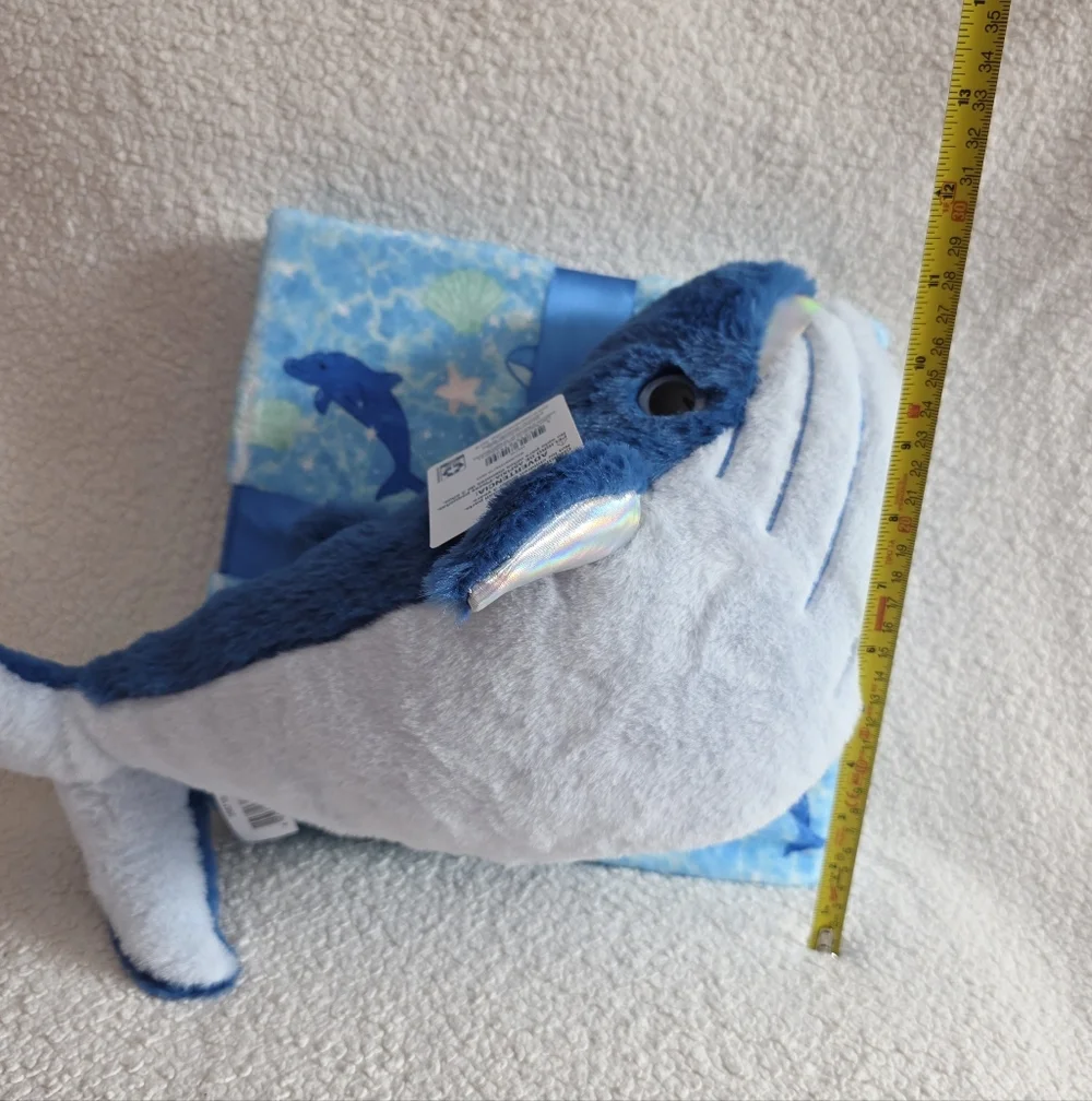 Whale Plush with Blanket Gift Set, Blue, 35